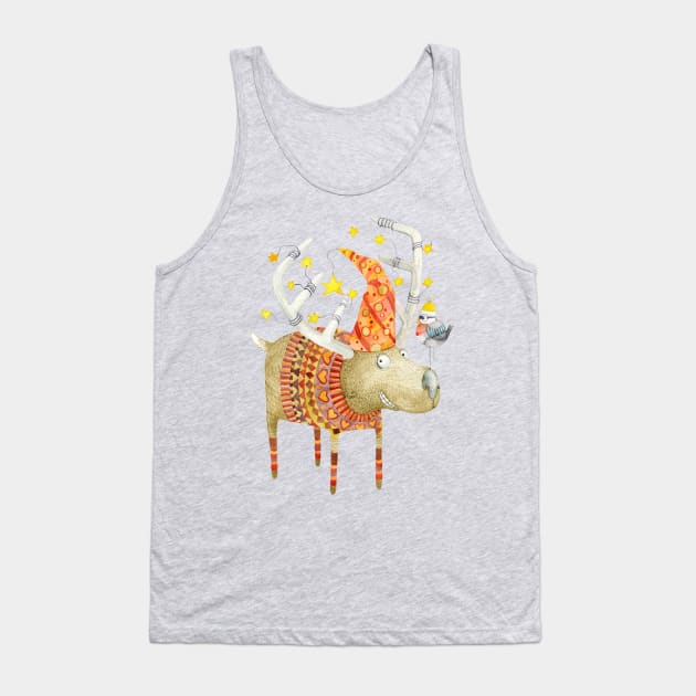 Christmas Reindeer Tank Top by ruta13art